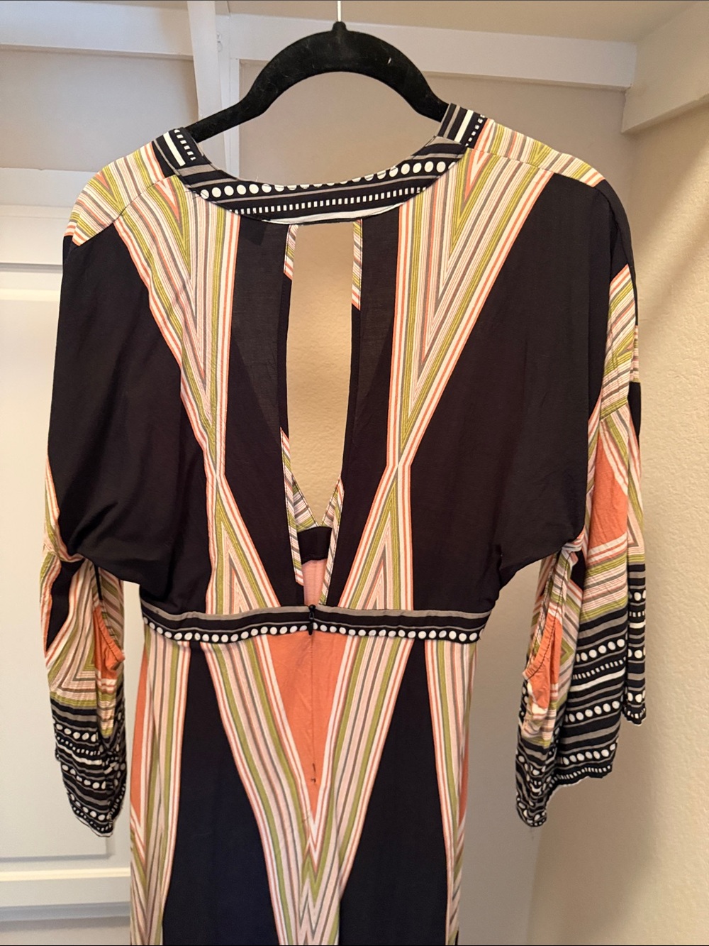 Lulu's Maxi Dress in Black, Coral, Cream & Green Stripe - Picture 6 of 6